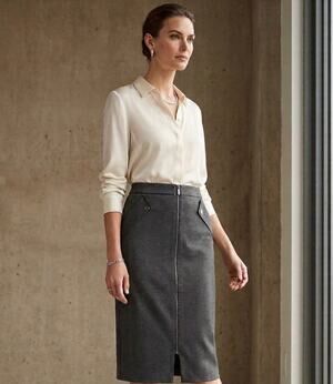GRACE ELEMENTS Charcoal Gray Zip Front Stretch Pencil Skirt size Small